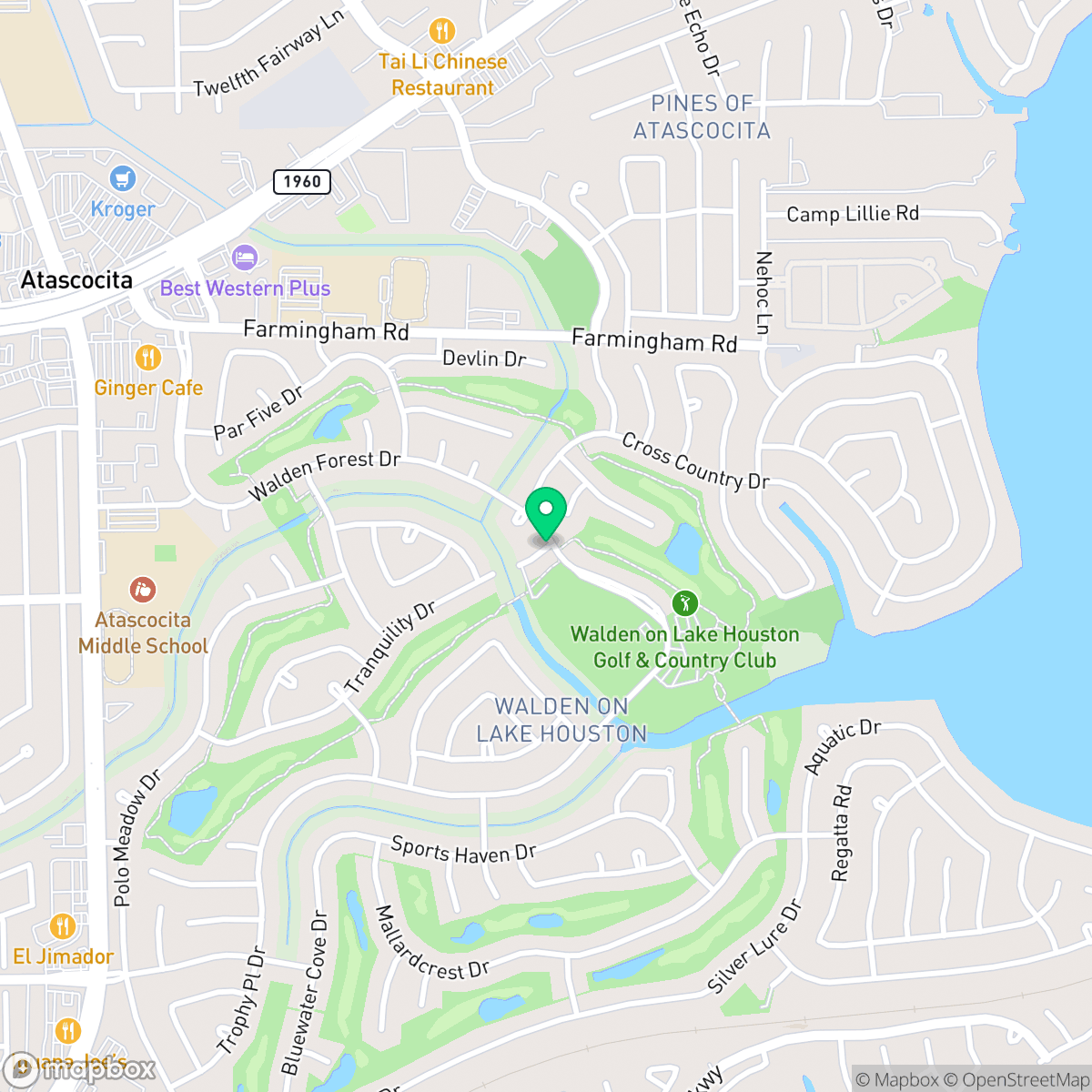 Map showing the location of Lake Houston, Atascocita, TX