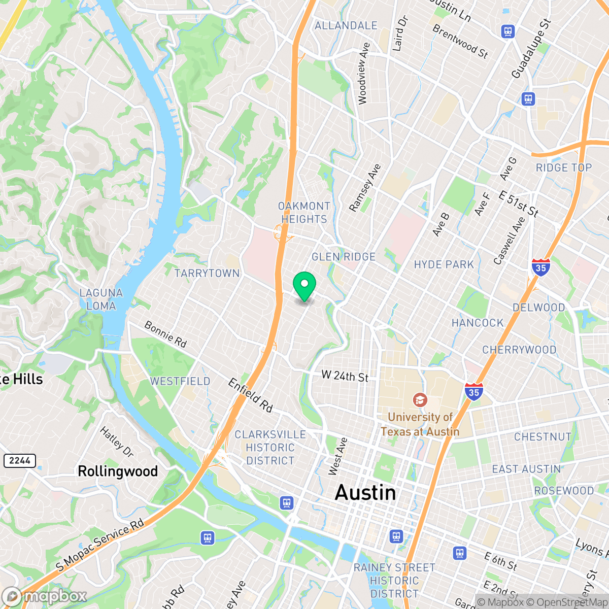 Map showing the location of Austin, TX — coverage area