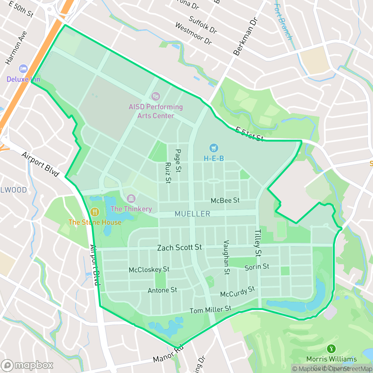 Map showing the location of RMMA, Austin, TX
