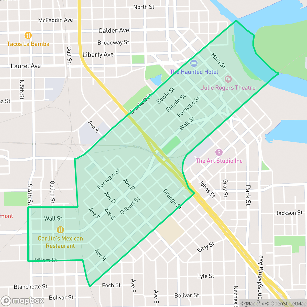 Map showing the location of College Corridor, Beaumont, TX