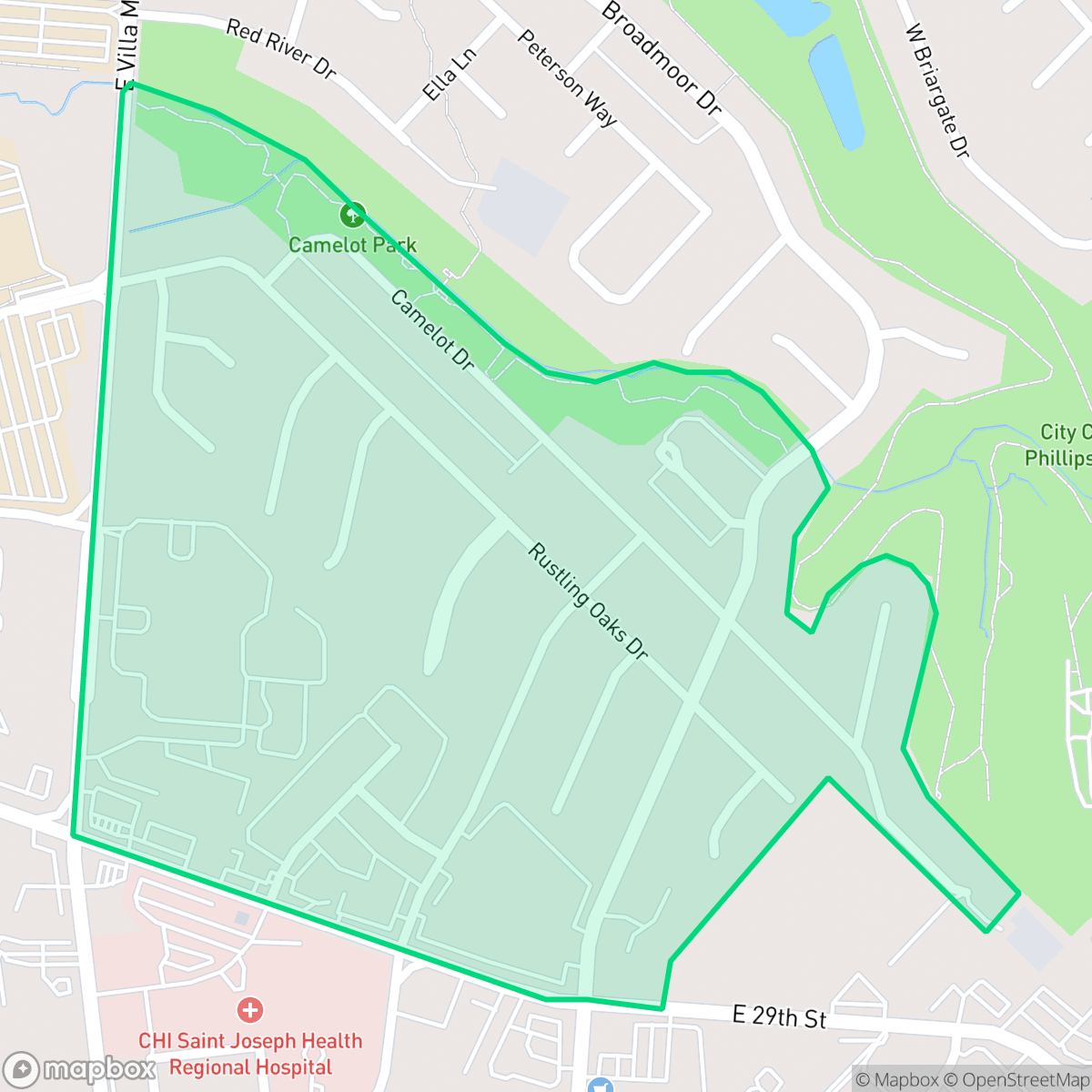 Map showing the location of Memorial Forest, Bryan, TX