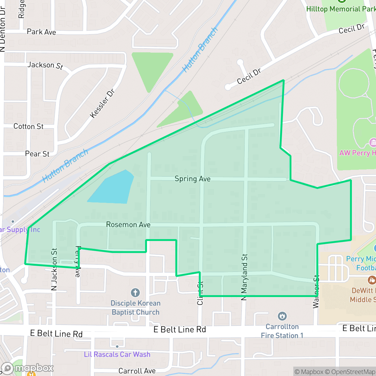 Map showing the location of Carrollton Heights, Carrollton, TX