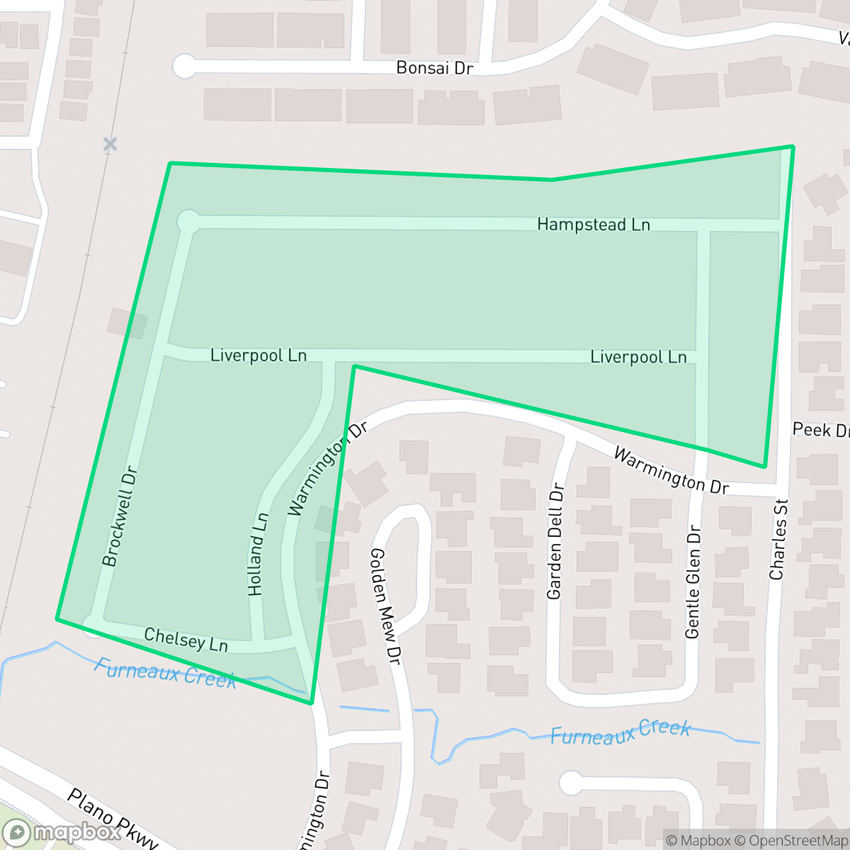Map showing the location of Kensington Place, Carrollton, TX