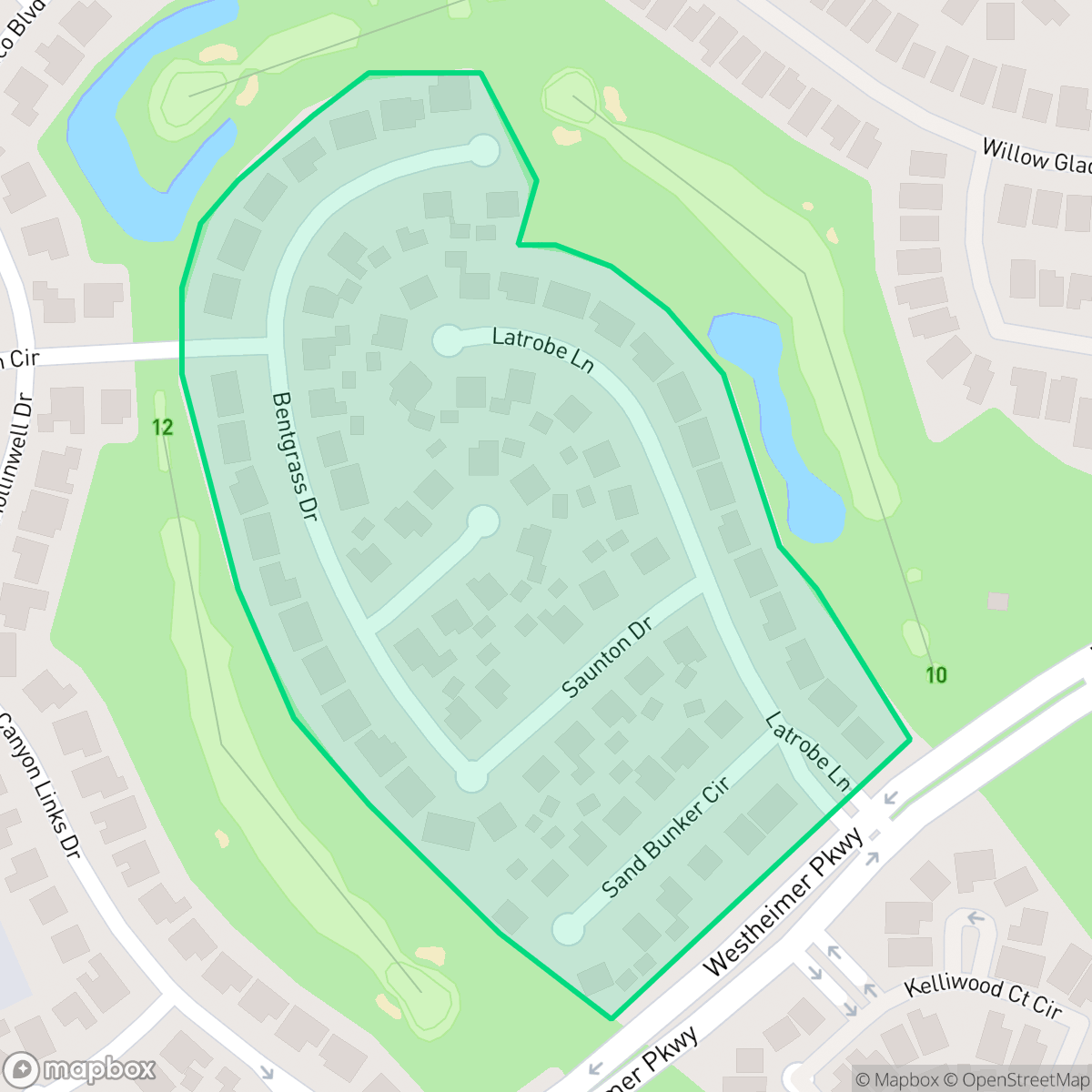 Map showing the location of Kelliwood Pointe, Cinco Ranch, TX
