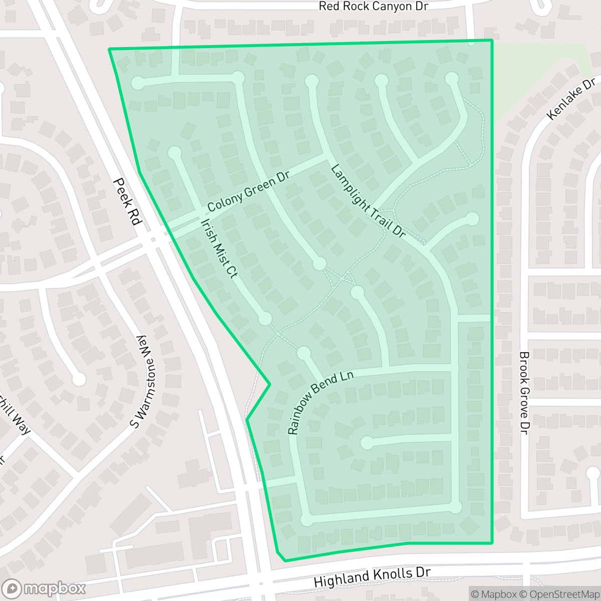 Map showing the location of Meadow Place, Cinco Ranch, TX