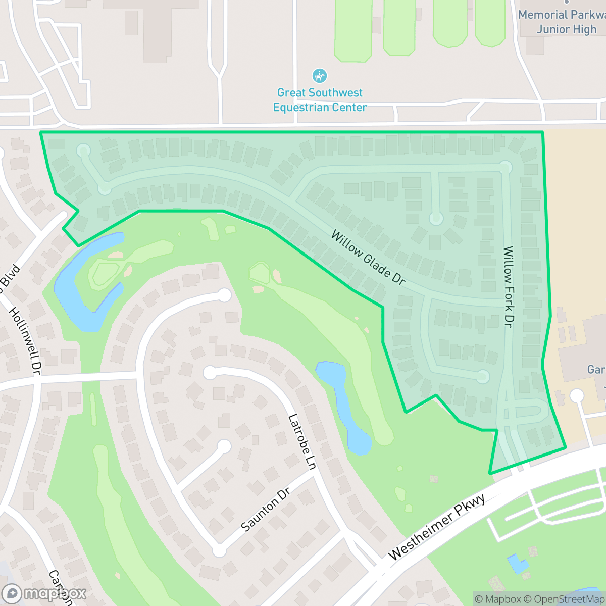 Map showing the location of Willow Park Greens, Cinco Ranch, TX