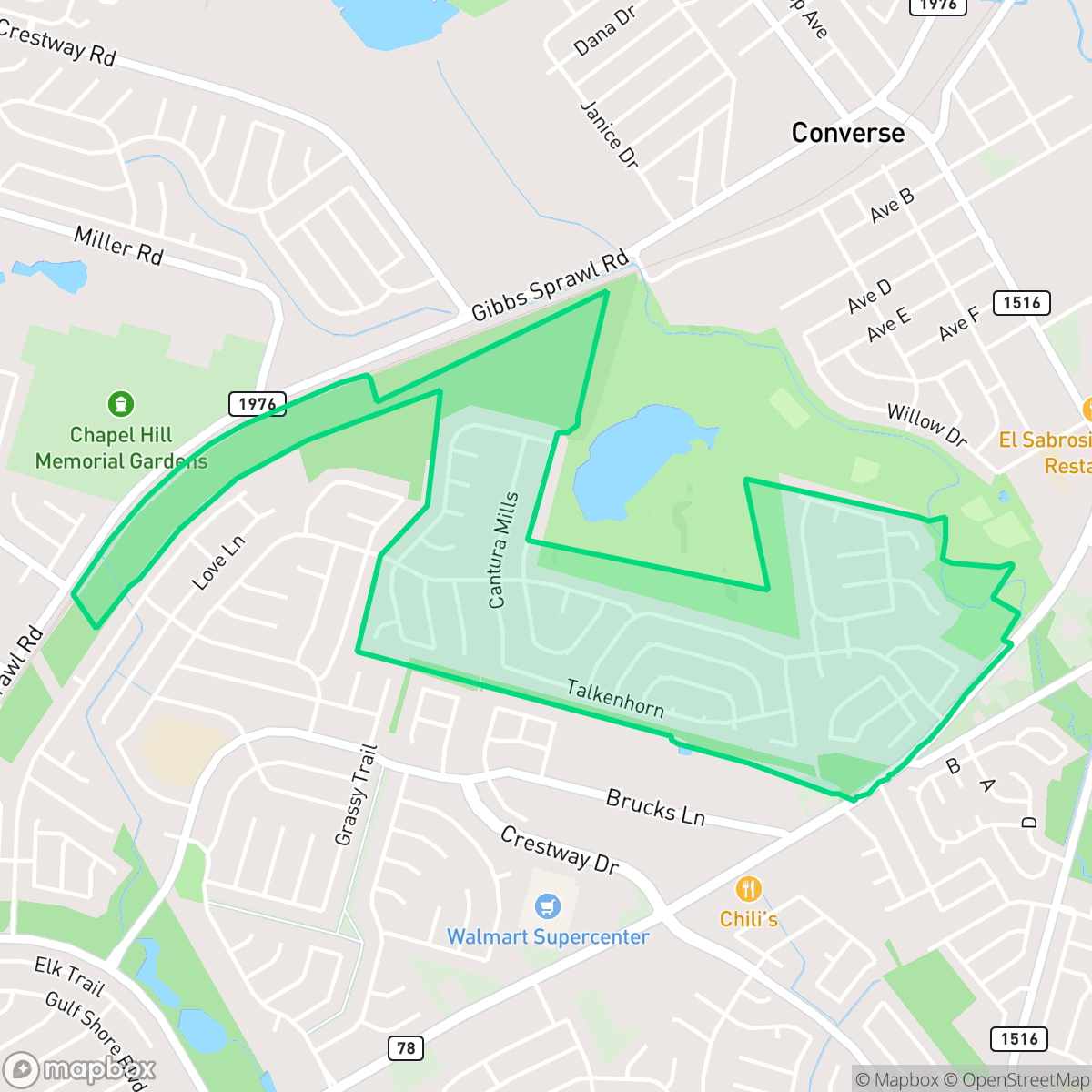 Map showing the location of Northampton, Converse, TX