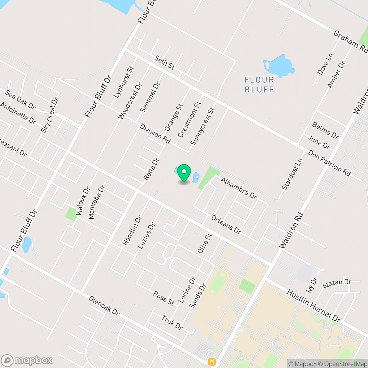 Map showing the location of Flour Bluff, Corpus Christi, TX