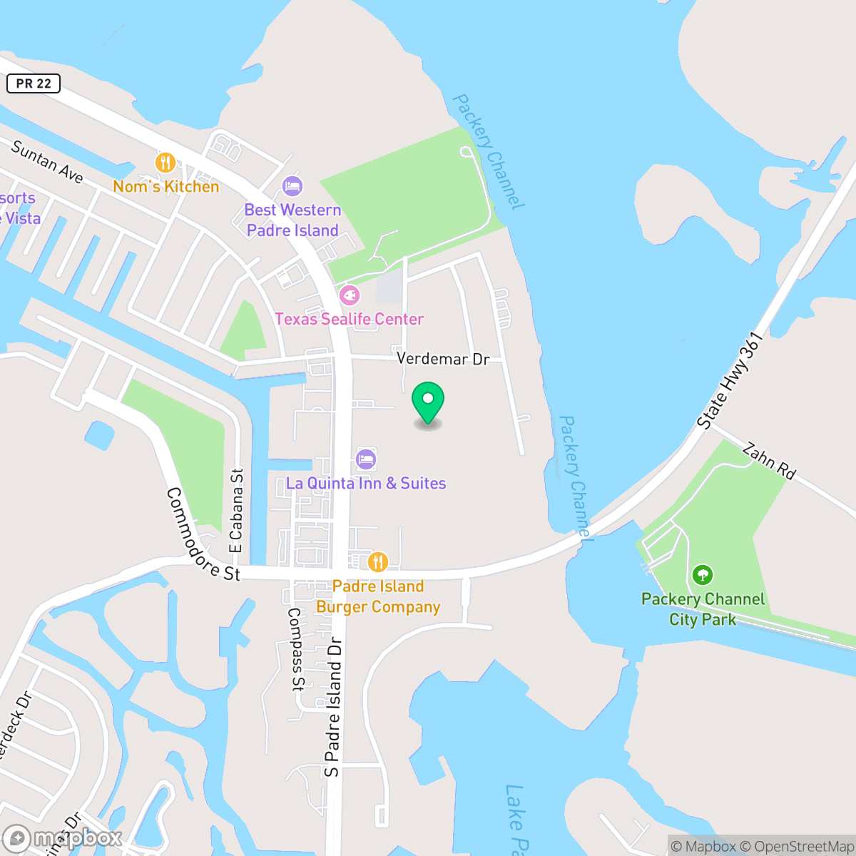 Map showing the location of Mustang-Padre Island, Corpus Christi, TX