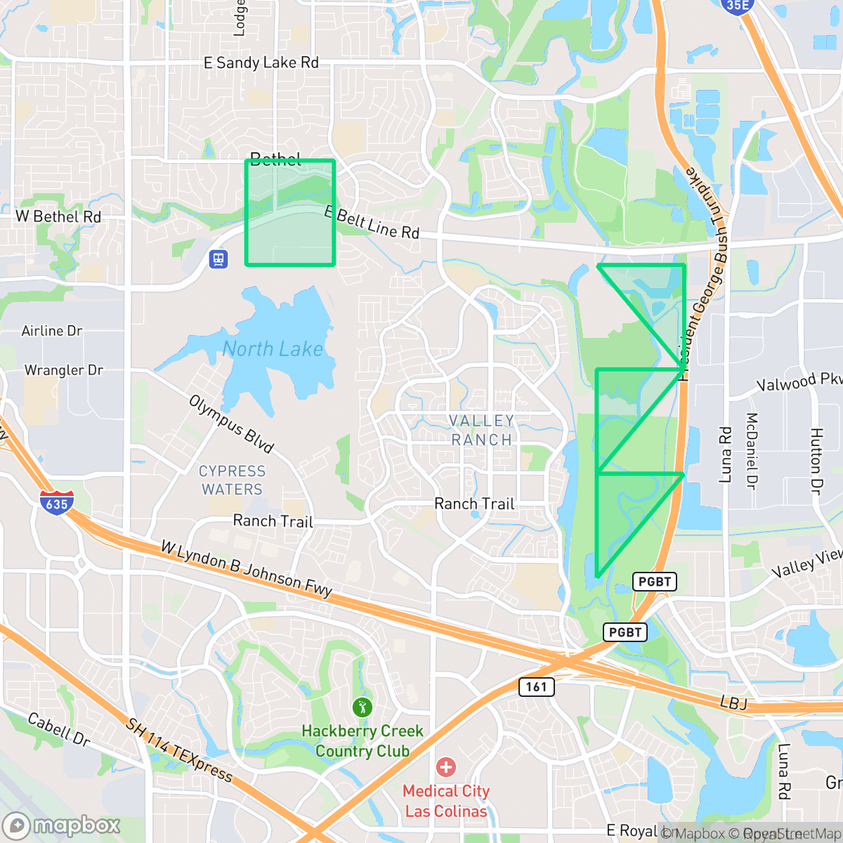 Map showing the location of Coppell, Dallas, TX