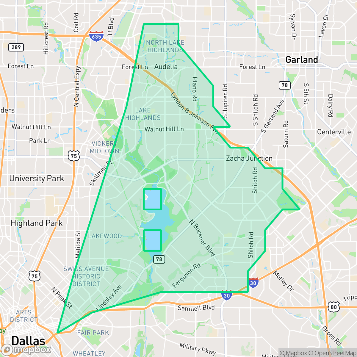 Map showing the location of Northeast Dallas, Dallas, TX