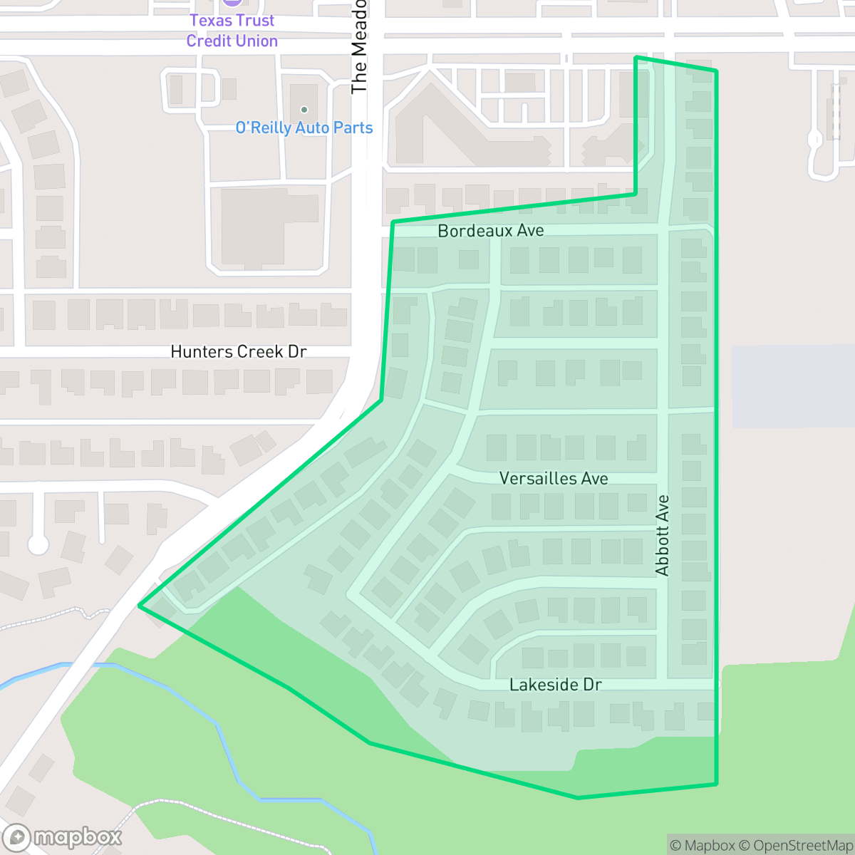 Map showing the location of Avondale, DeSoto, TX