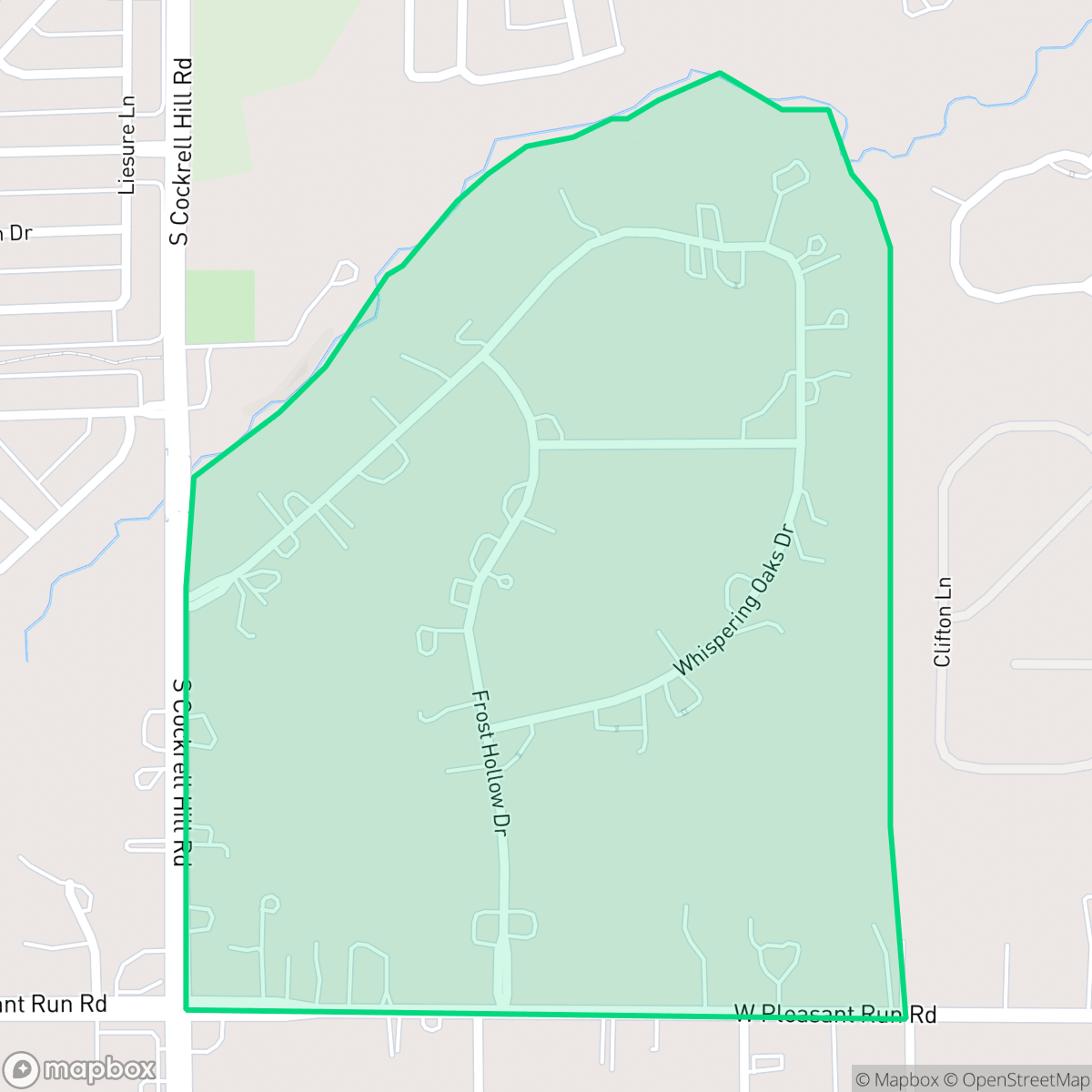 Map showing the location of Frost farms, DeSoto, TX