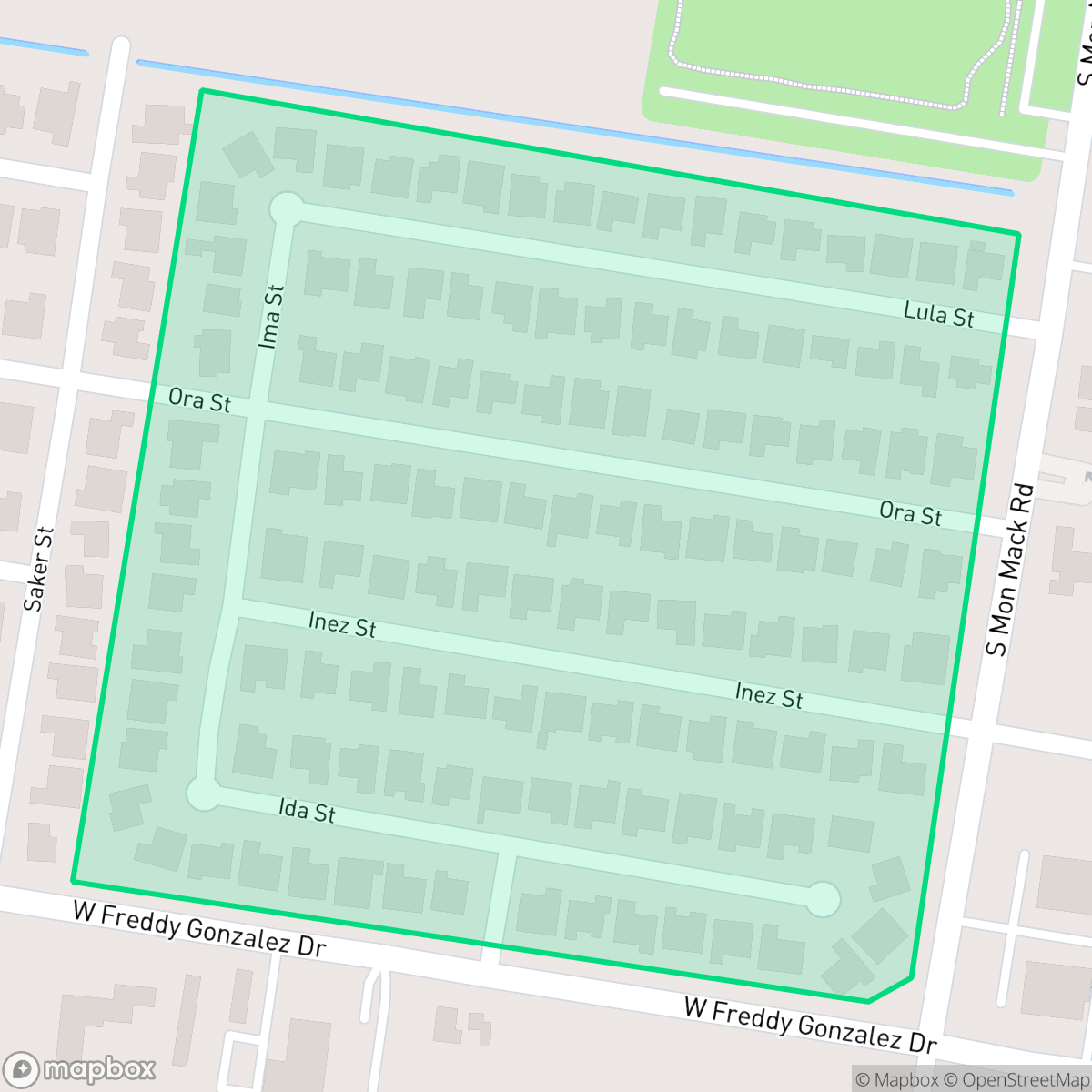 Map showing the location of Olivia Estates, Edinburg, TX
