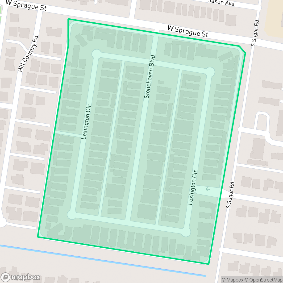 Map showing the location of Sugar Hill Estates, Edinburg, TX