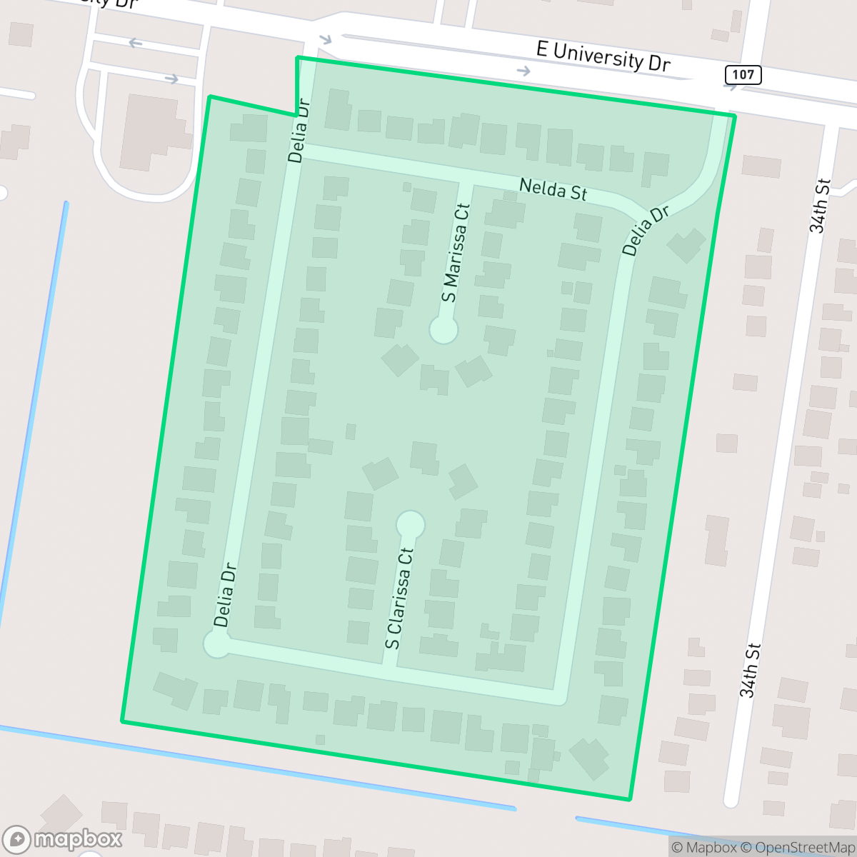 Map showing the location of Urbana Vista, Edinburg, TX