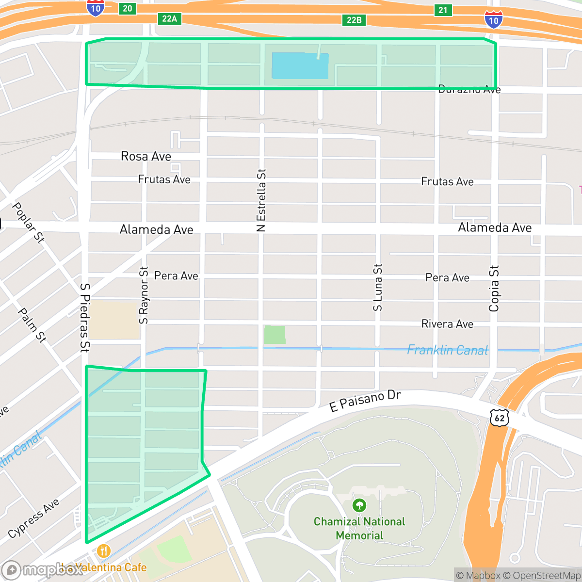 Map showing the location of A Presidential Neighborhood, El Paso, TX