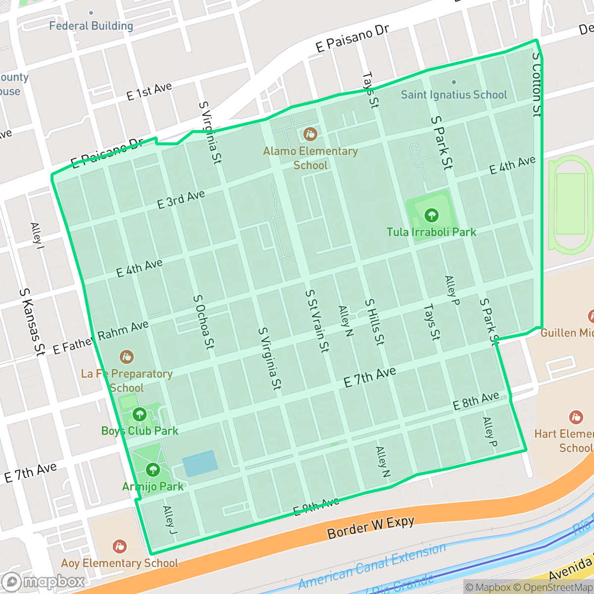 Map showing the location of Eagle Estates Homeowners Association, El Paso, TX