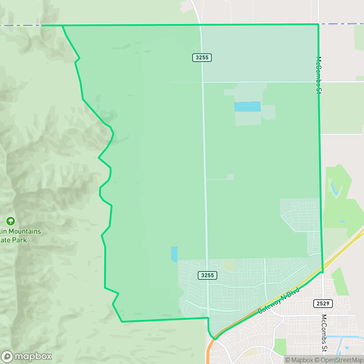 Map showing the location of North Hills, El Paso, TX
