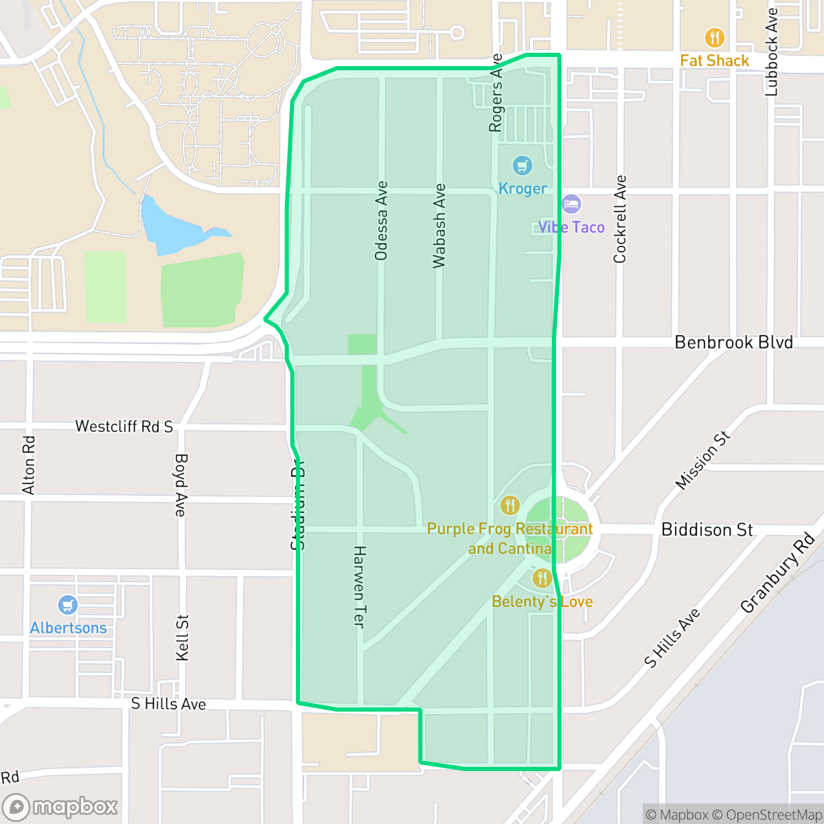 Map showing the location of Bluebonnet Hills, Fort Worth, TX