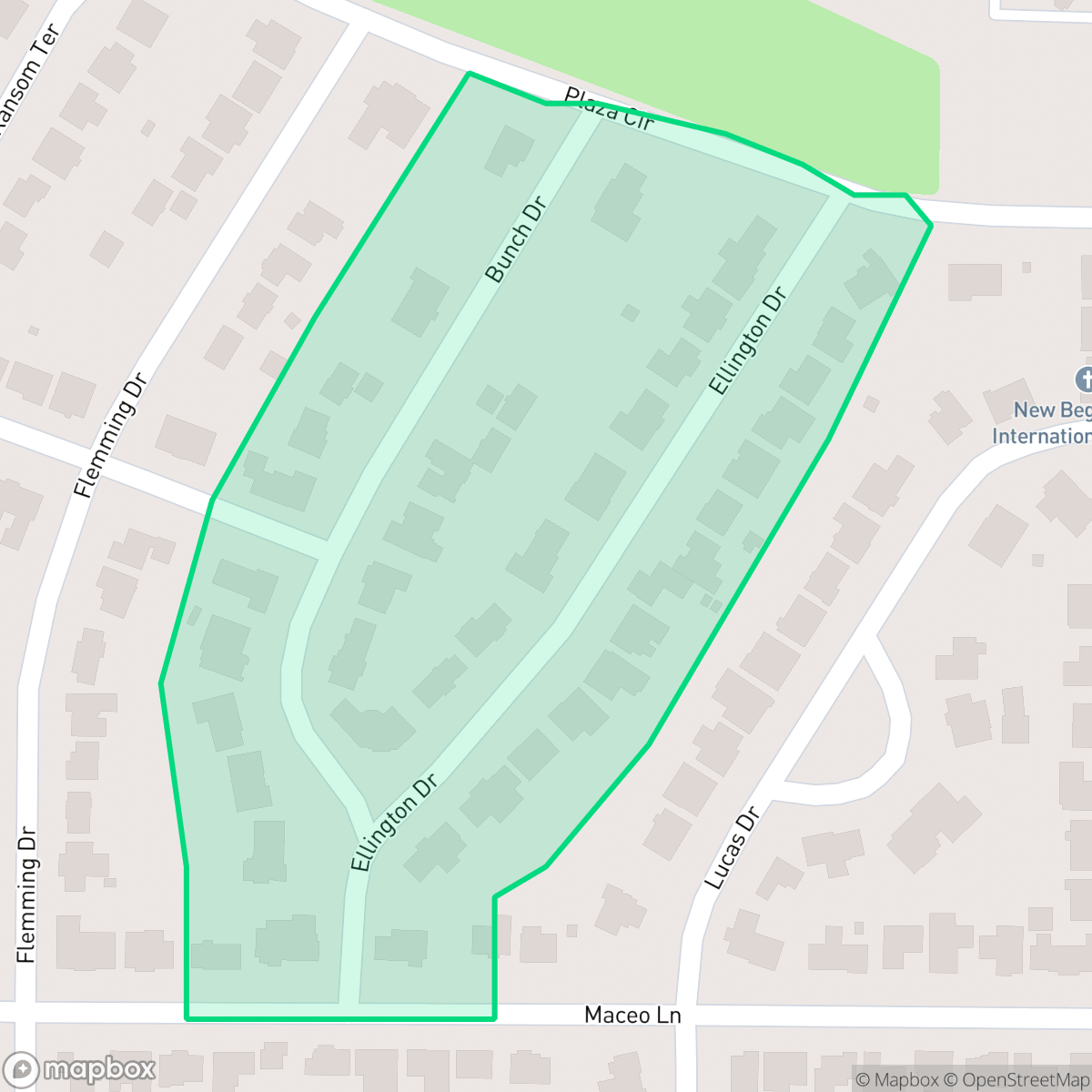 Map showing the location of Bunch-Ellington, Fort Worth, TX