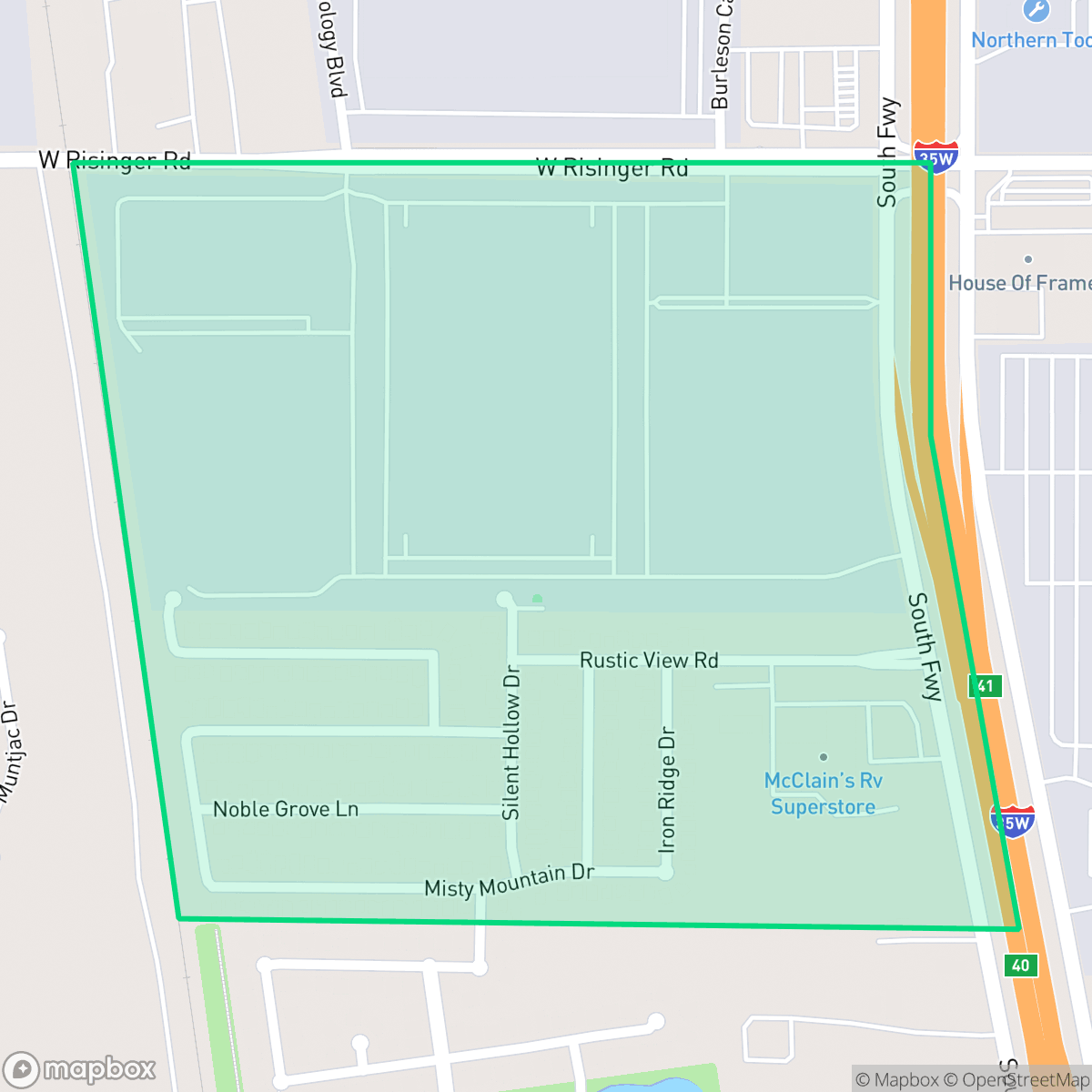 Map showing the location of Deer Creek North, Fort Worth, TX
