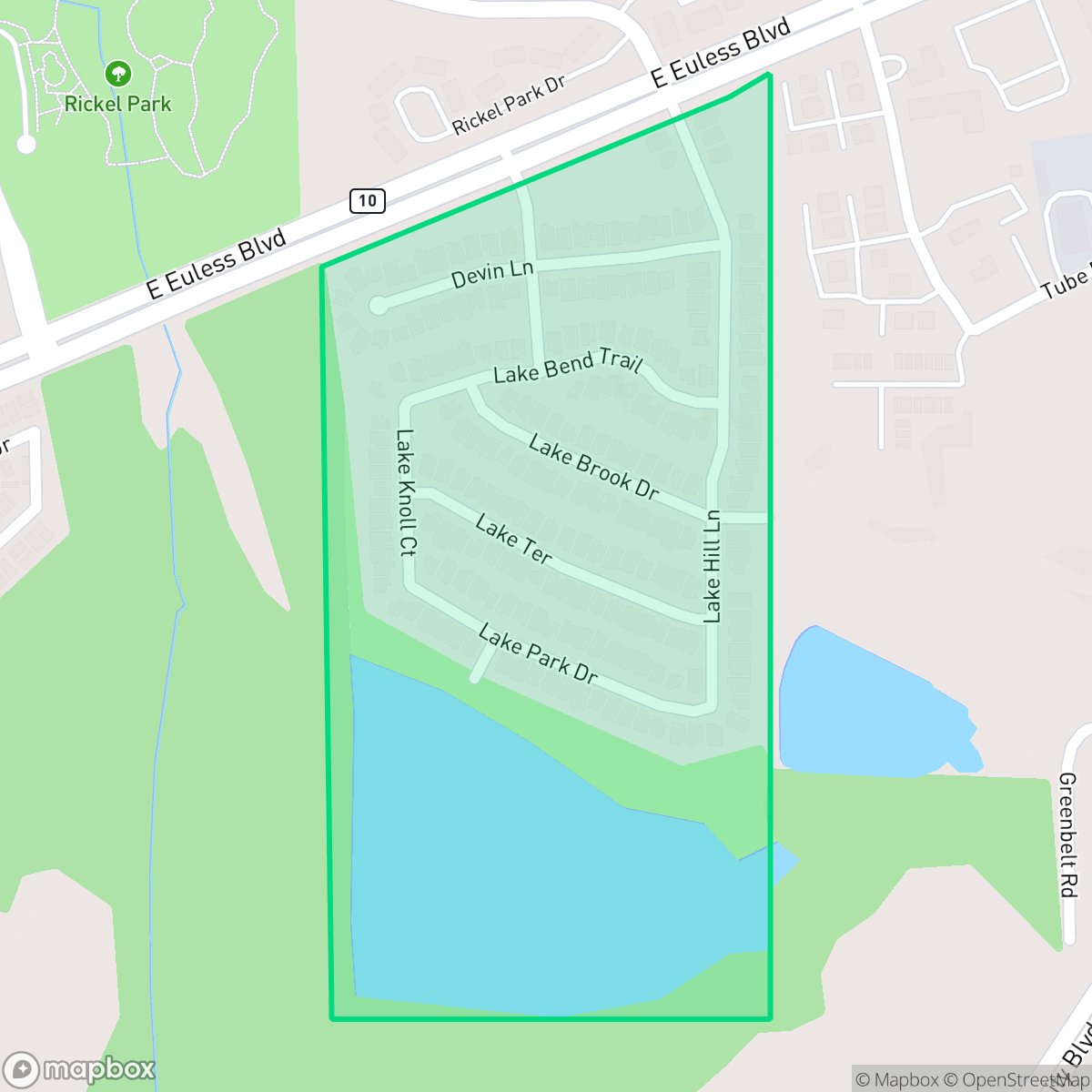 Map showing the location of Lakeview, Fort Worth, TX