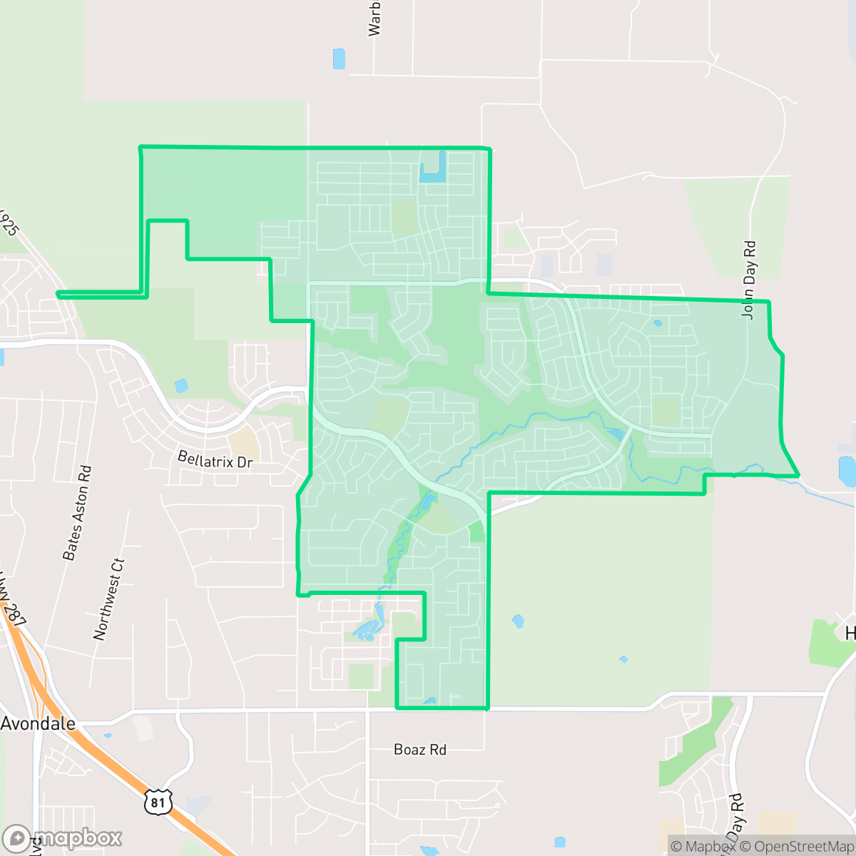 Map showing the location of Sendera Ranch, Fort Worth, TX
