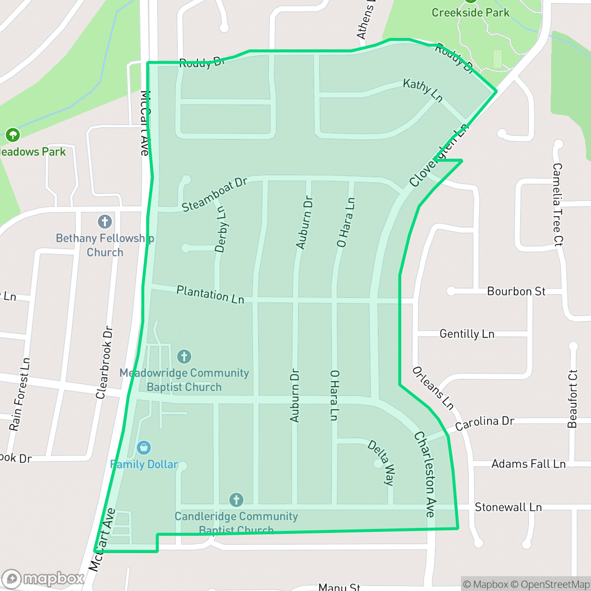 Map showing the location of Southgate, Fort Worth, TX