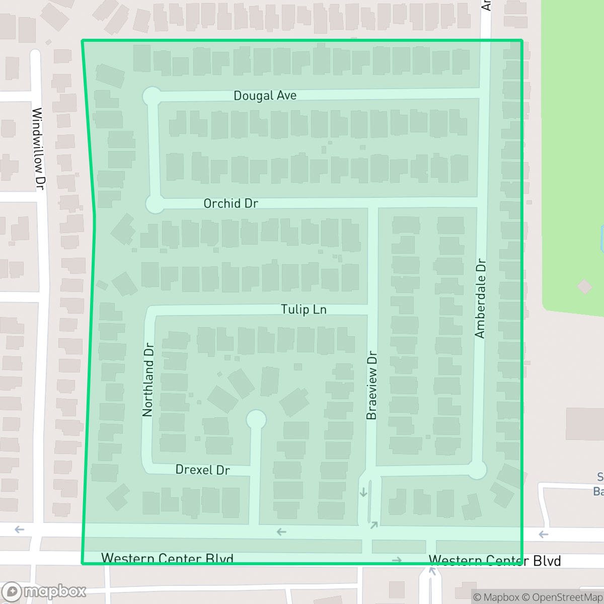 Map showing the location of Sterling Creek, Fort Worth, TX