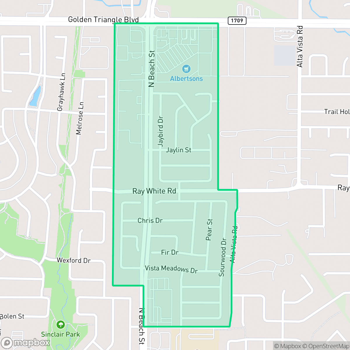 Map showing the location of Vista Meadows, Fort Worth, TX