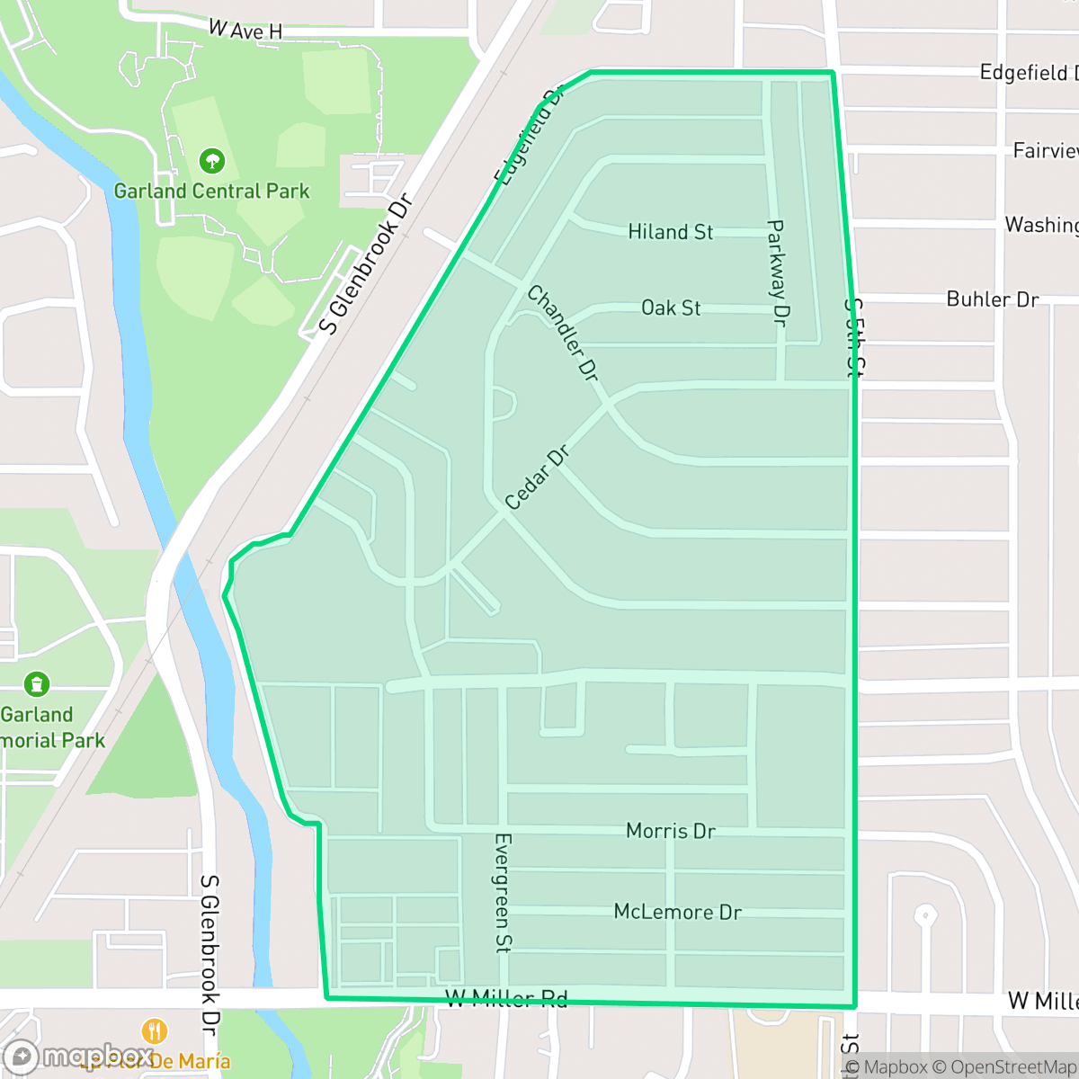 Map showing the location of Chandler Heights, Garland, TX