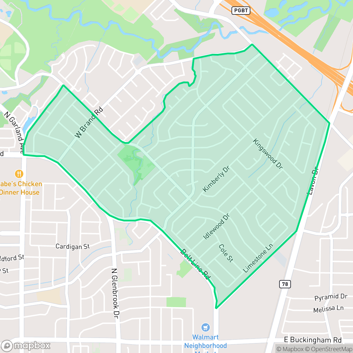 Map showing the location of Coomer Creek, Garland, TX
