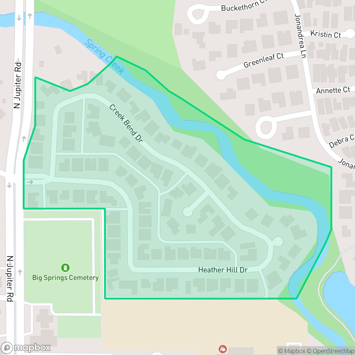 Map showing the location of Creek Bend, Garland, TX