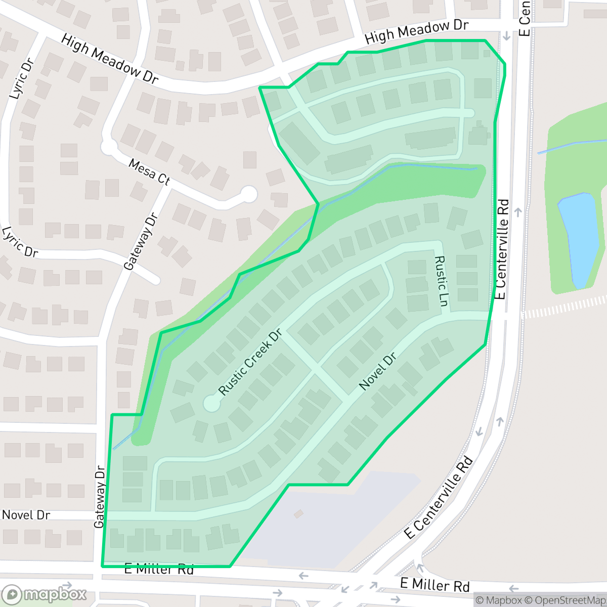 Map showing the location of Creekside, Garland, TX