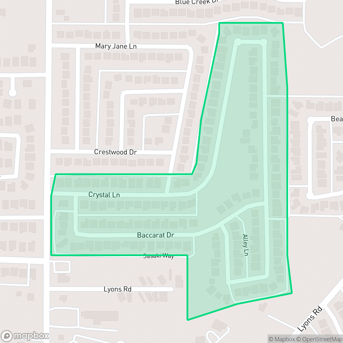 Map showing the location of Crystal Lake, Garland, TX