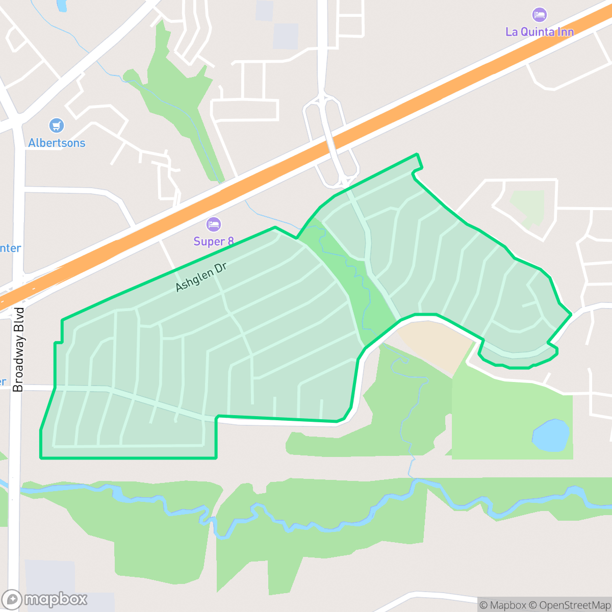 Map showing the location of Oaks, Garland, TX