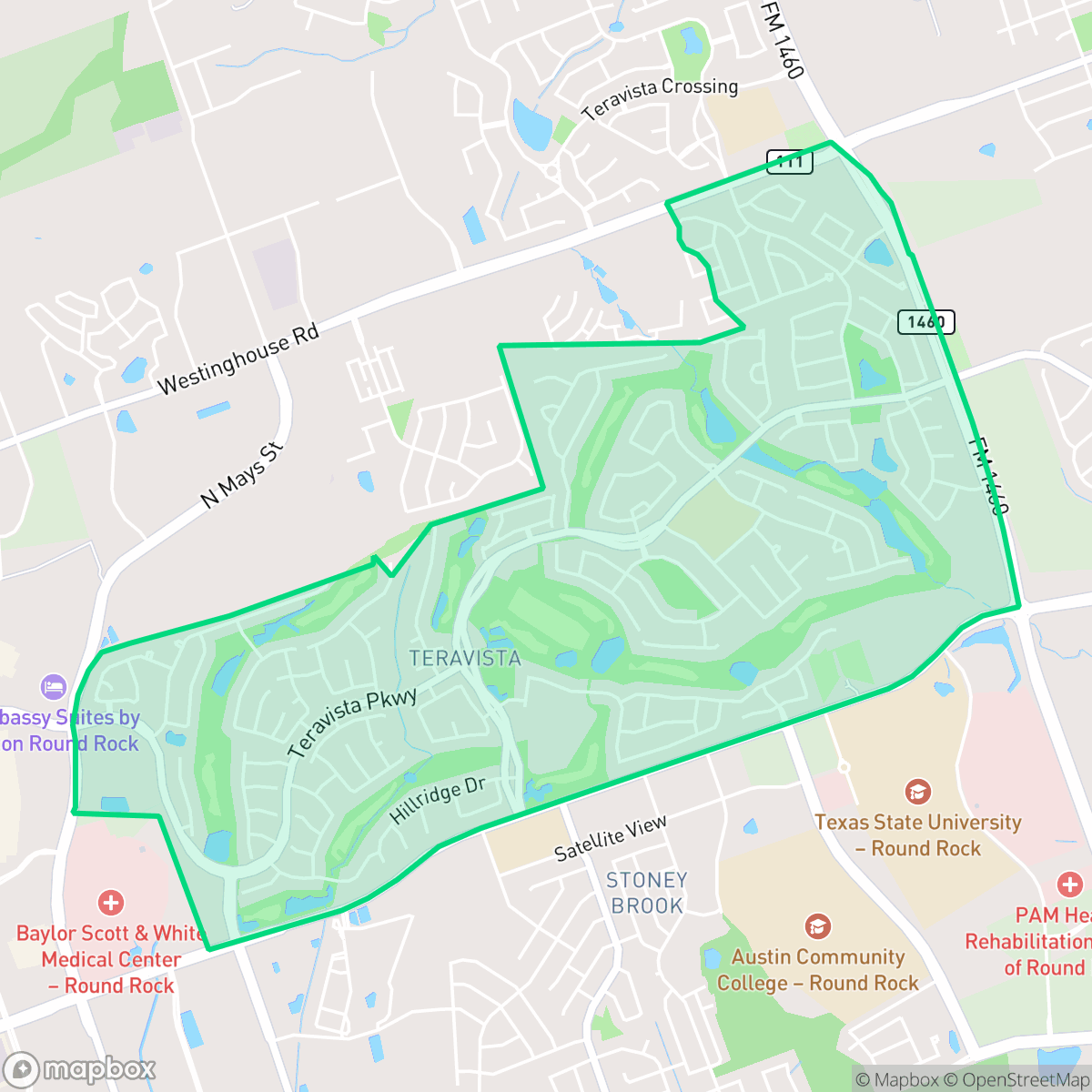 Map showing the location of Terravista, Georgetown, TX