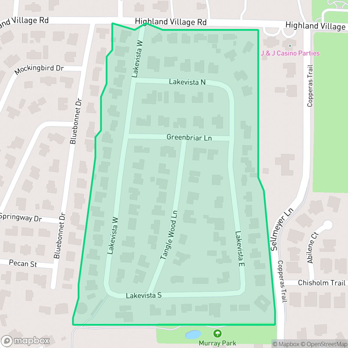 Map showing the location of Lake Vista, Highland Village, TX