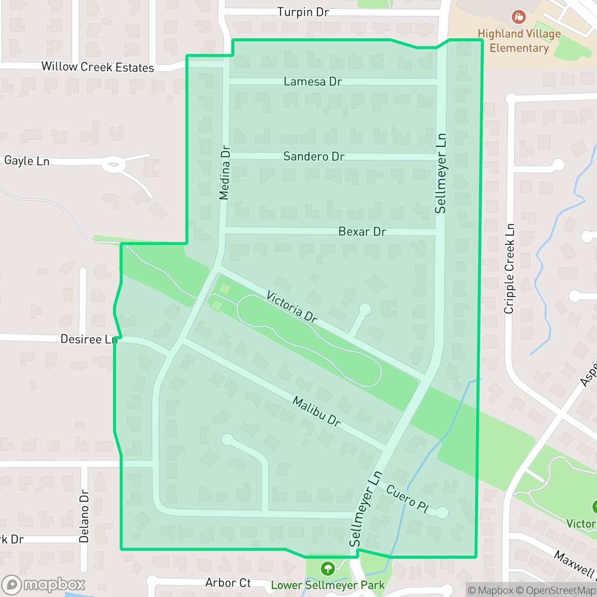 Map showing the location of Village Estates II, Highland Village, TX