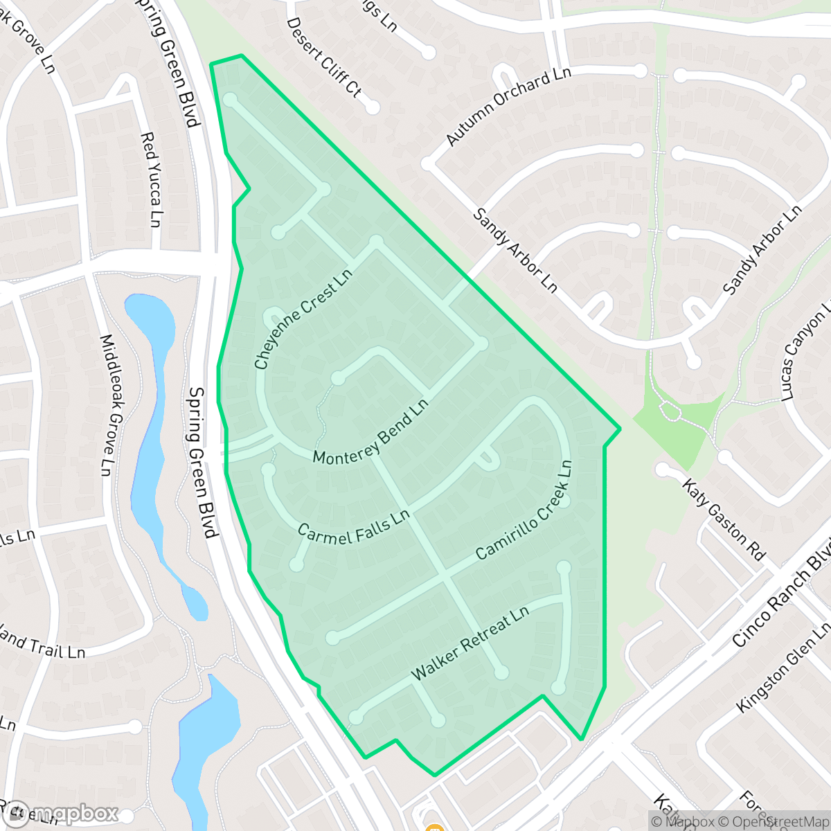 Map showing the location of Ashfield Gardens, Houston, TX