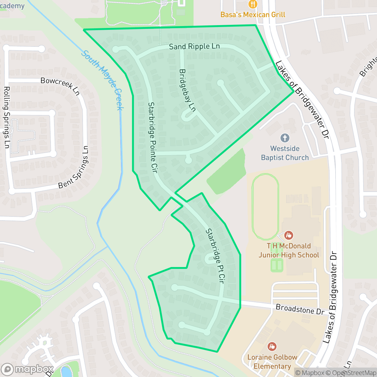 Map showing the location of Bridgewater Pointe, Houston, TX