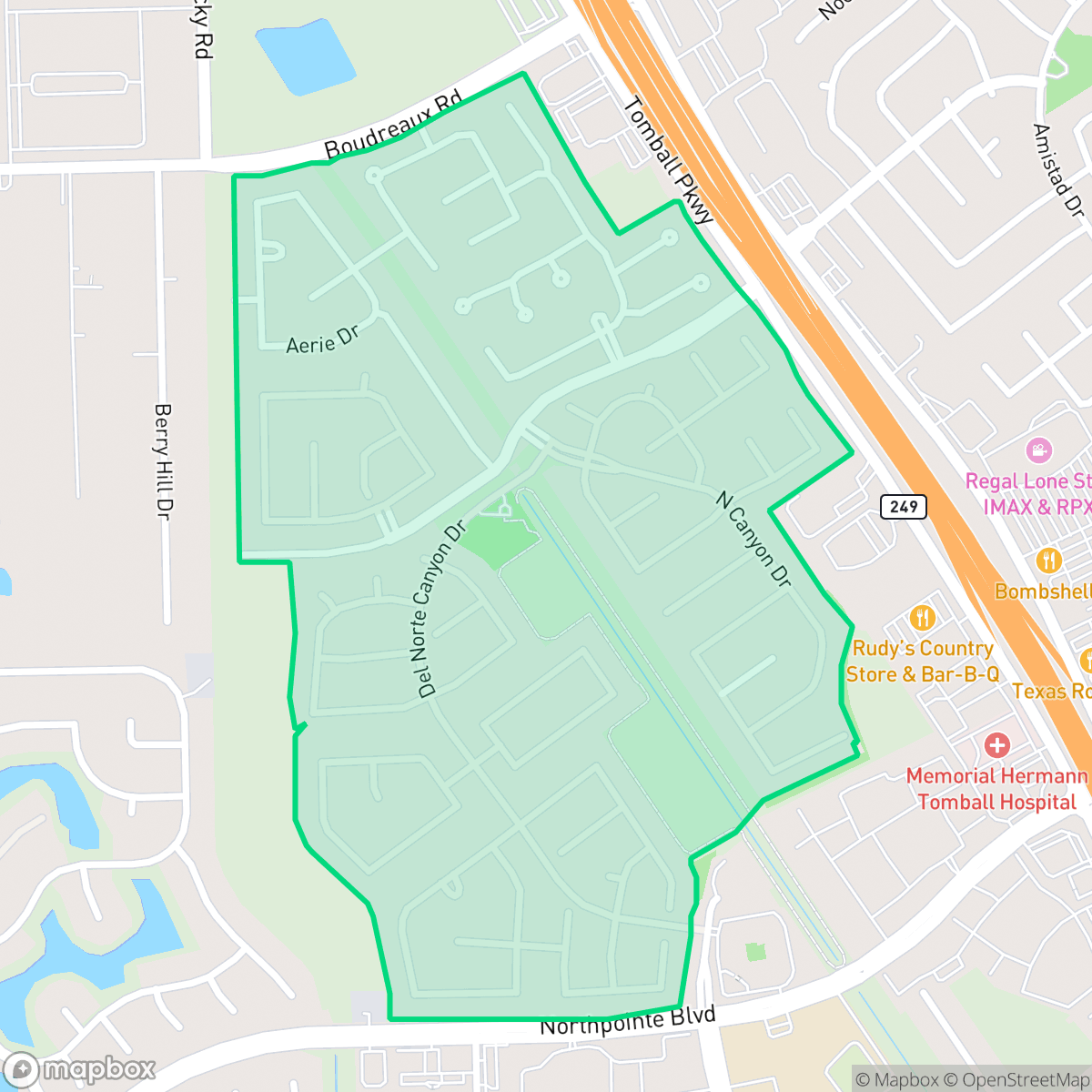 Map showing the location of Canyon Gate at Northpointe, Houston, TX