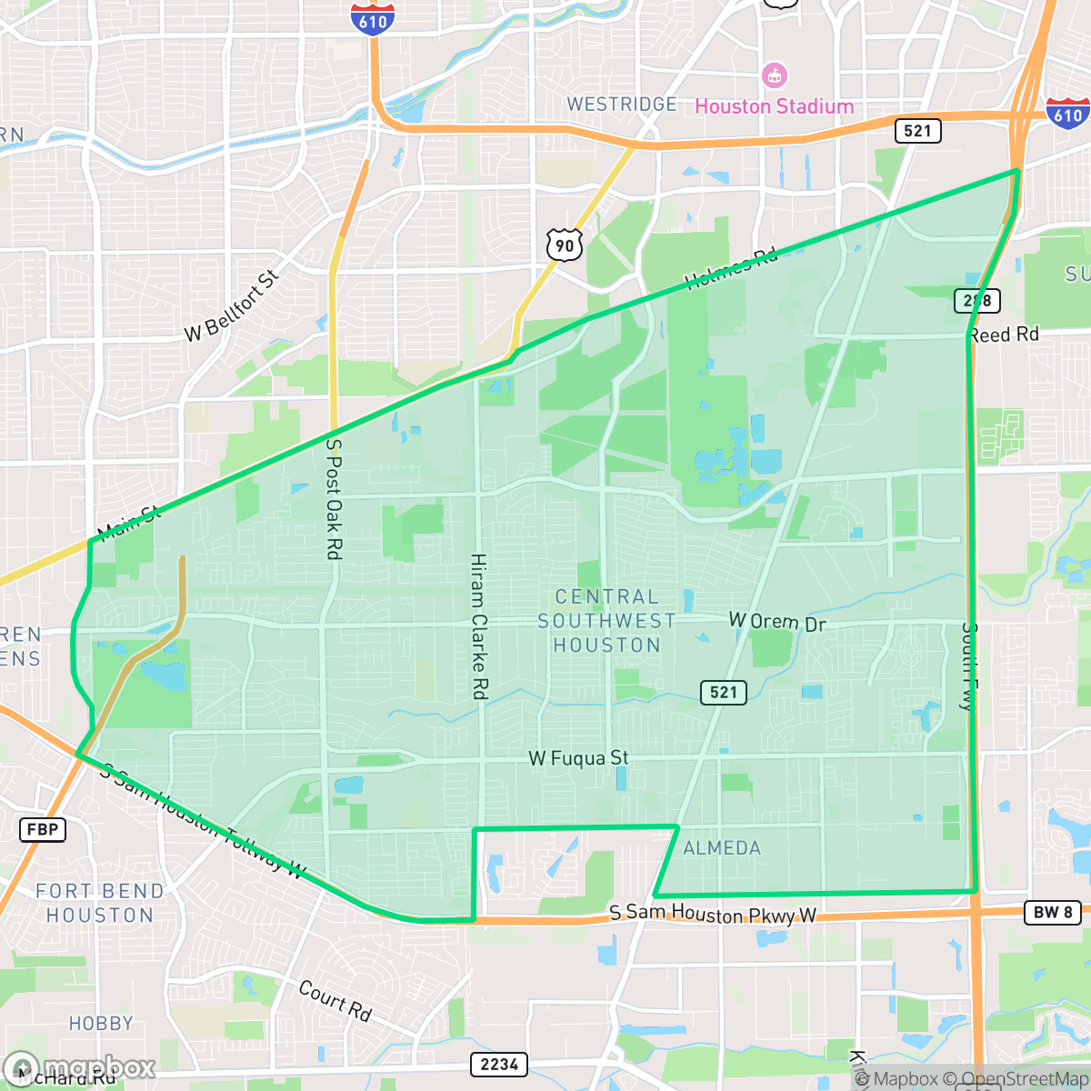 Map showing the location of Central Southwest, Houston, TX