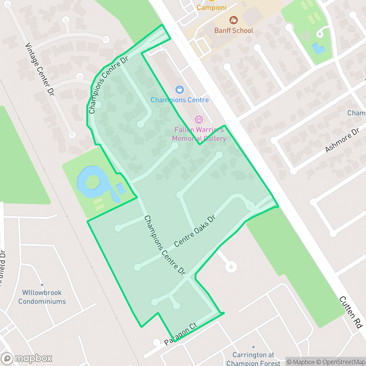 Map showing the location of Champions Centre Estates, Houston, TX