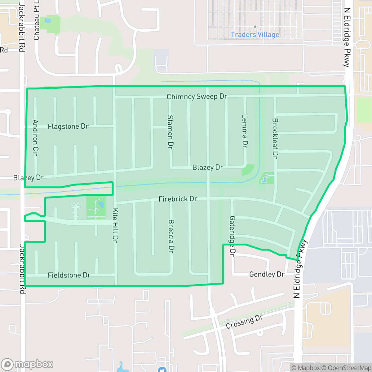 Map showing the location of Chimney Hill, Houston, TX