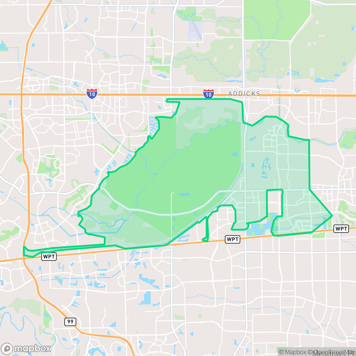 Map showing the location of Eldridge - West Oaks, Houston, TX