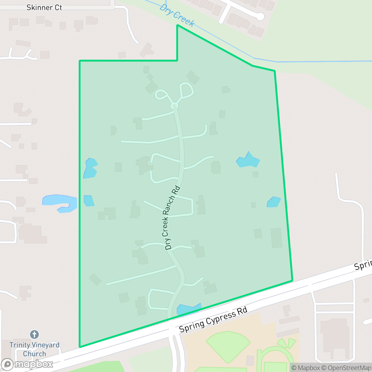 Map showing the location of Estates of Dry Creek, Houston, TX