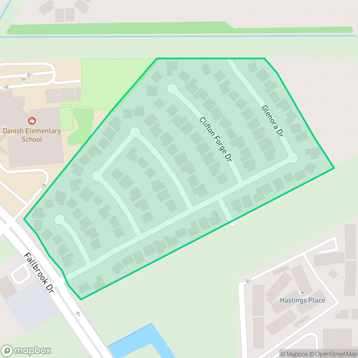 Map showing the location of Fallbrook Greens, Houston, TX
