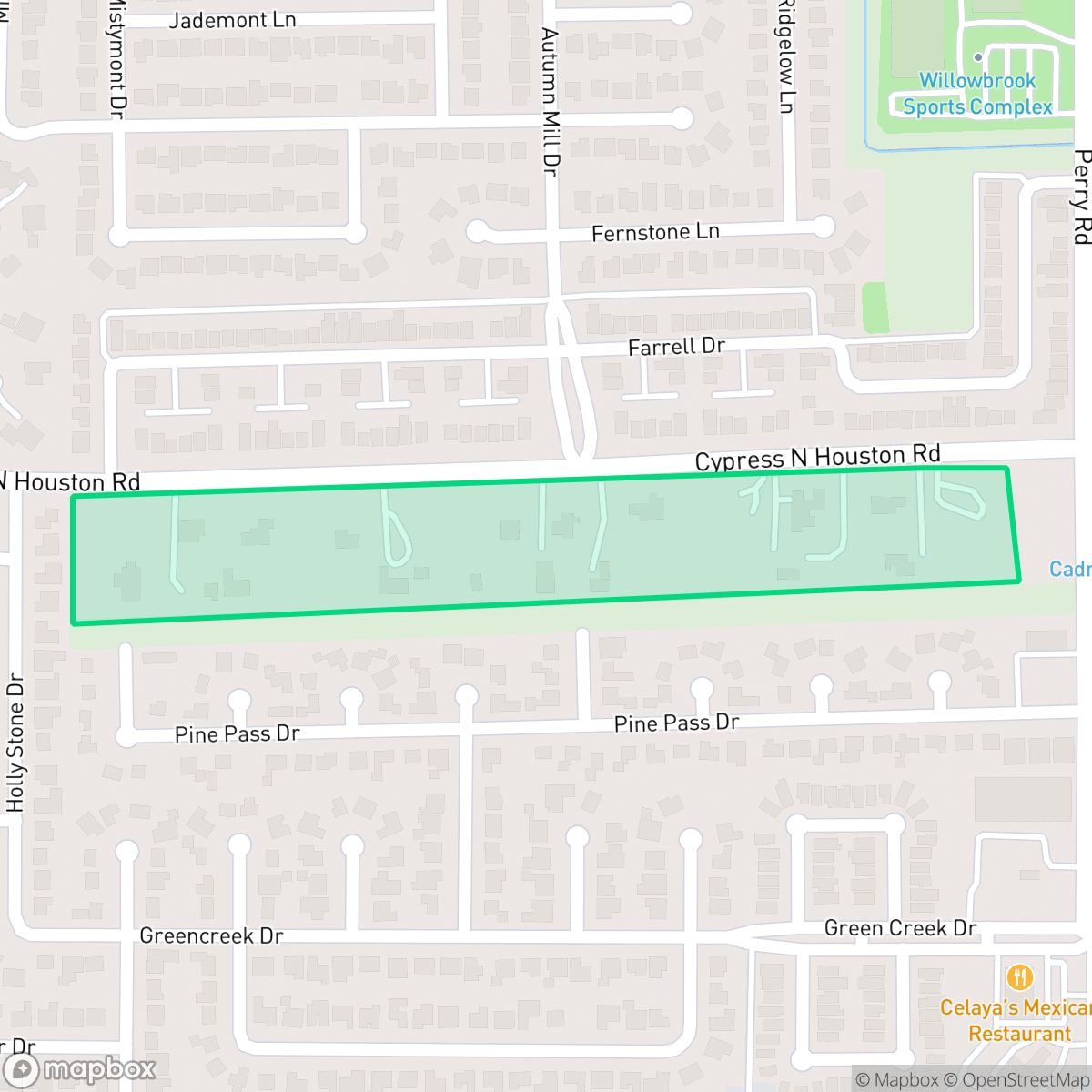 Map showing the location of Flying Acres, Houston, TX